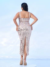 Plus Square Neck Split Cocktail Dress PRD50152